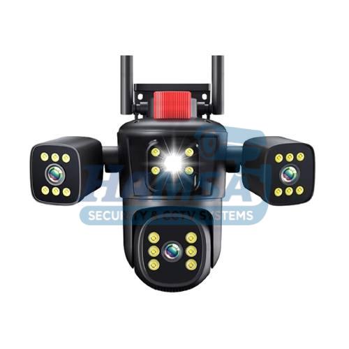 84 دوربین مداربسته سه لنز سیمکارتی O-Kam QQ849B-WP-4-4G – مینی اسپید دام ۵ مگاپیکسل با دید در شب رنگی و پوشش ۳۶۰ درجه - تصویر 1
