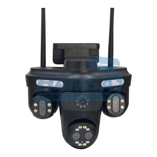 90 دوربین مداربسته سه لنز سیمکارتی OKAM QQ871BVMS-WP-4-4G – اسپید دام ۵ مگاپیکسل با زوم ۱۰× و دید در شب رنگی - تصویر 1